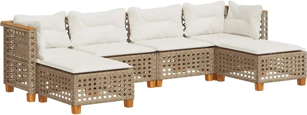 vidaXL 6 részes bézs polyrattan kerti ülőgarnitúra párnával