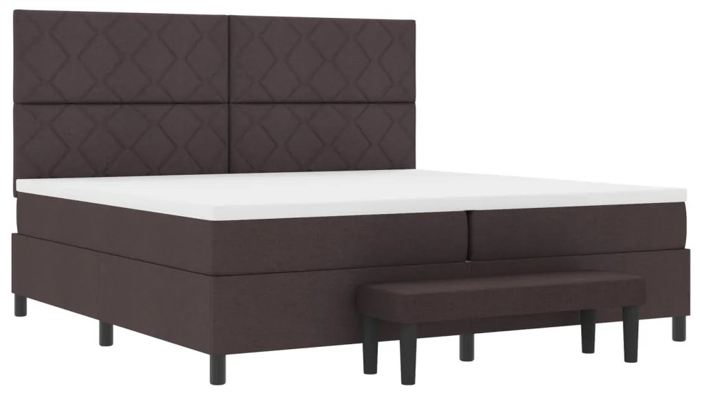 Box Spring ágy matraccal és padról sötétbarna 200x200 cm szövet