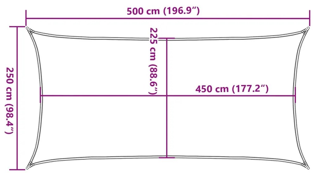 fekete HDPE napvitorla 160 g/m² 2,5 x 5 m
