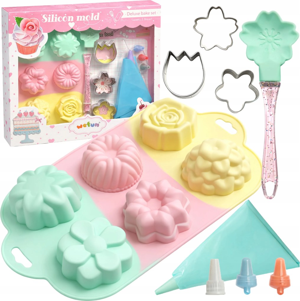 Muffin cukortartó szett szilikon formák virágok ujj akcesoria