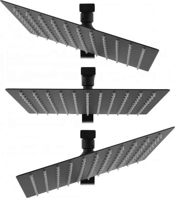 Erga Goba, zuhanygarnitúra termosztát elemmel és esőfejjel 25x25cm, fekete matt, ERG-YKA-BP.GOBA-THERM-25-BLK