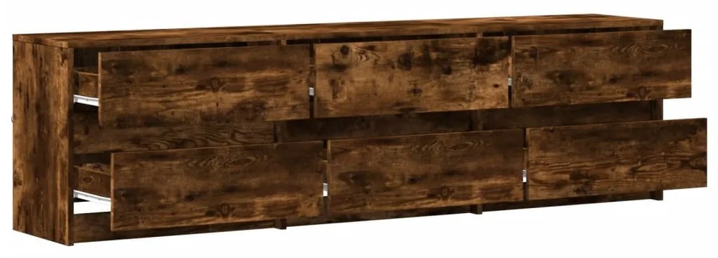 füstös tölgy színű szerelt fa LED-es TV-szekrény 180x34x50 cm