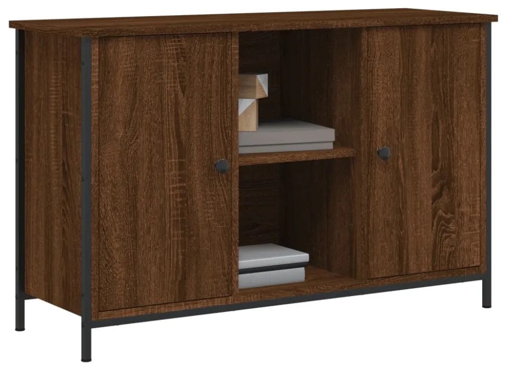 barna tölgyszínű szerelt fa TV-szekrény 100x35x65 cm