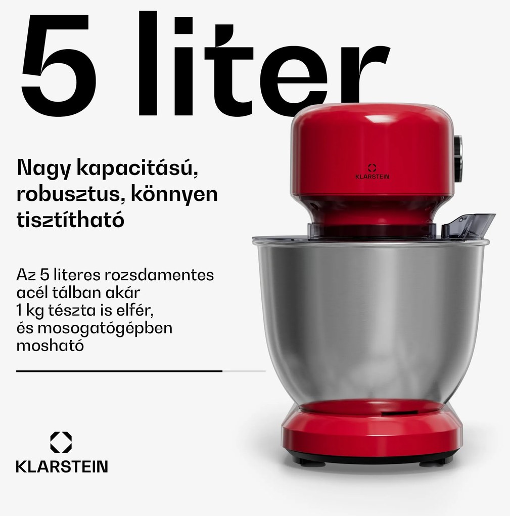 Klarstein Bella Evo konyhai robotgép | bolygókeverő rendszer | 3 keverőfelszerelés | 1500 W | 5 l