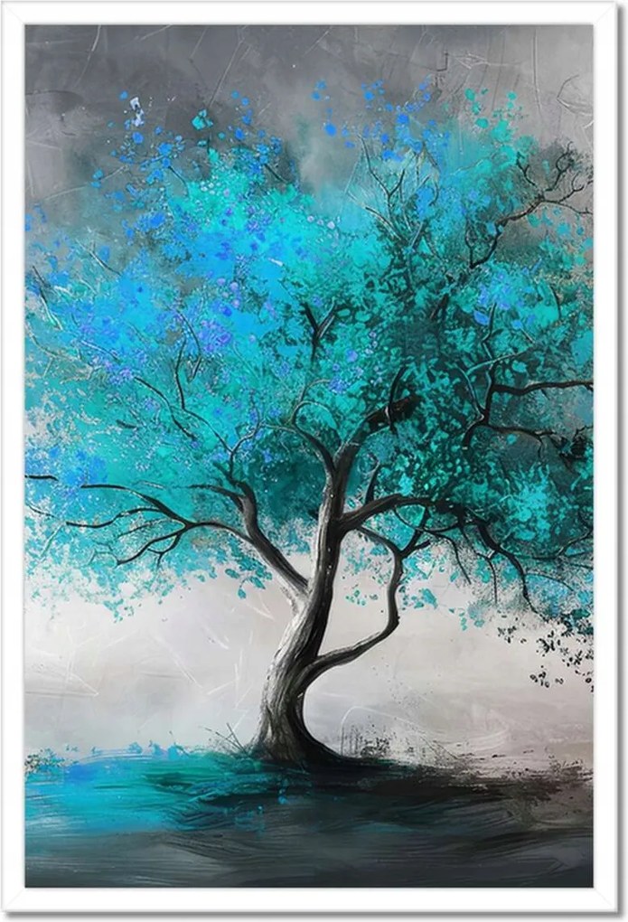 Poszter fehér keretben 40x60 Kék fa Modern Art