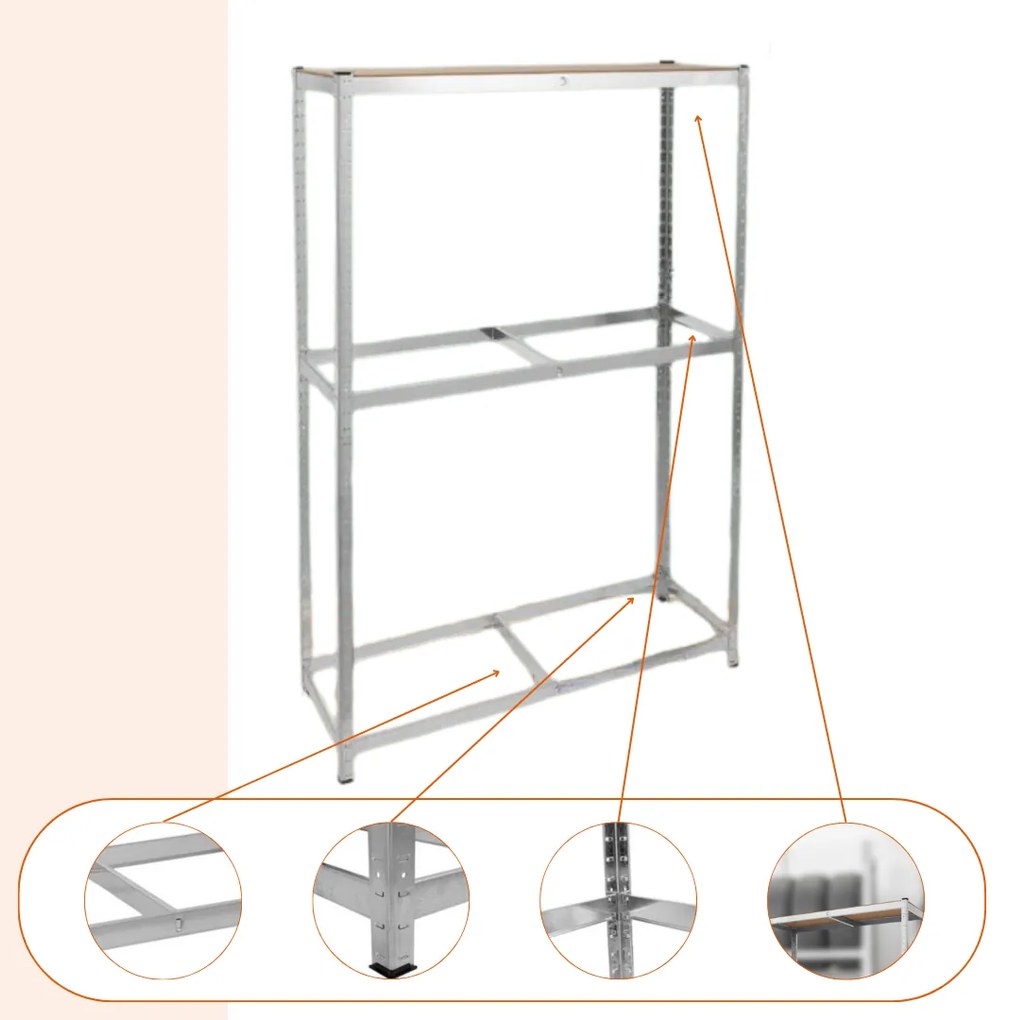 TYRE abroncstároló polc, 120x40x180cm, max 795kg, ezüst/világosbarna Jurhan
