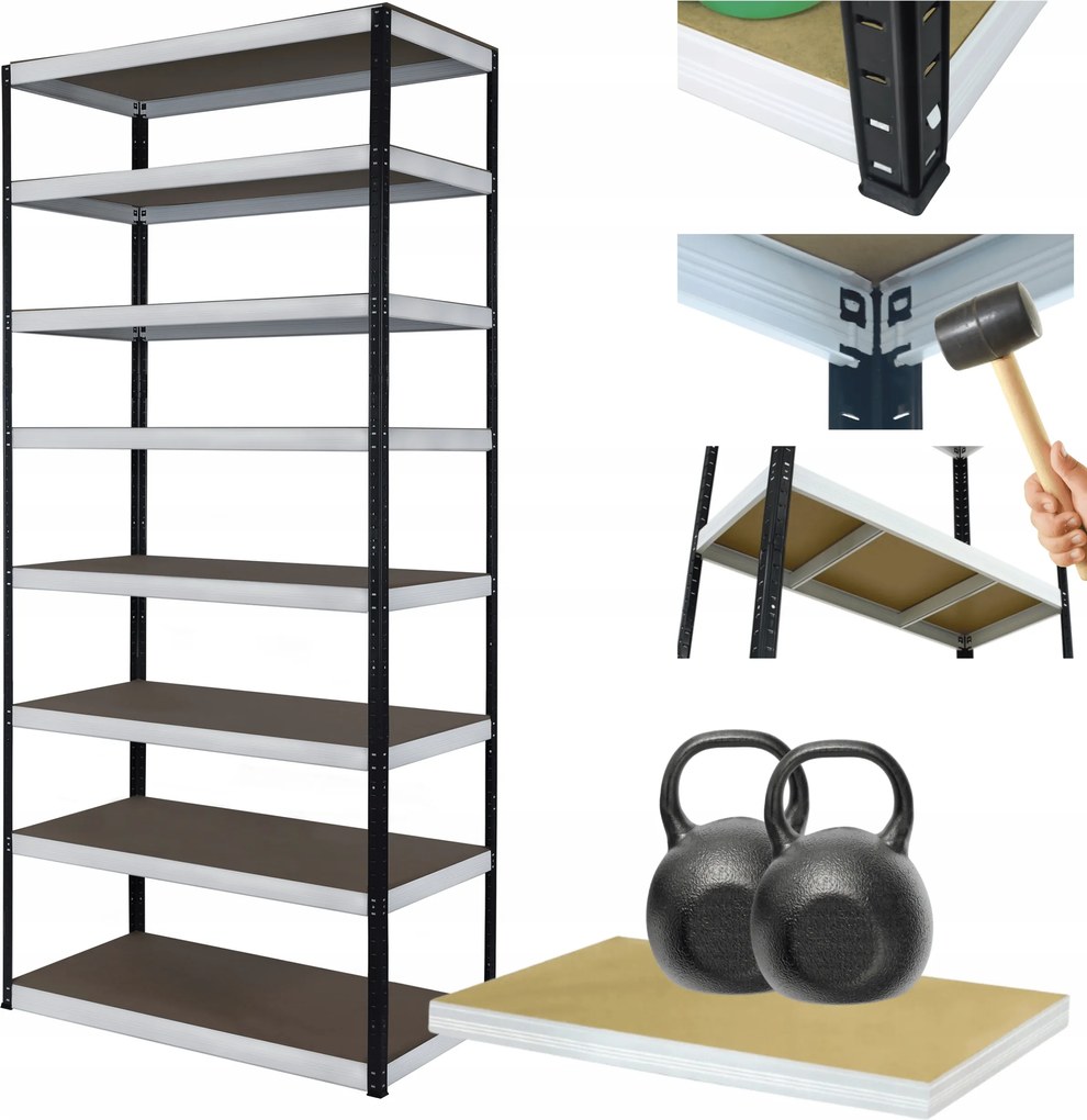 Tárolószekrény fém állvány Helios 270x75x30cm 8Px275kg Magas Erős