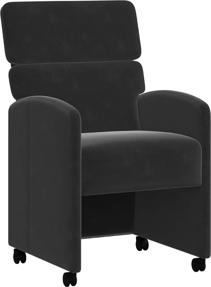 vidaXL Kerekes Étkező Székek 2 pcs Fekete 58 x 65 x 98 cm Bársony