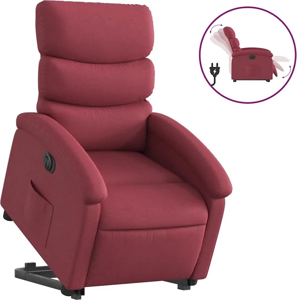 vidaXL elektromos felállást segítő bordó szövet dönthető fotel