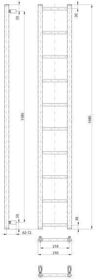 Sapho - DINA fürdőszobai törölközőszárító radiátor 282W 25x168 cm fehér