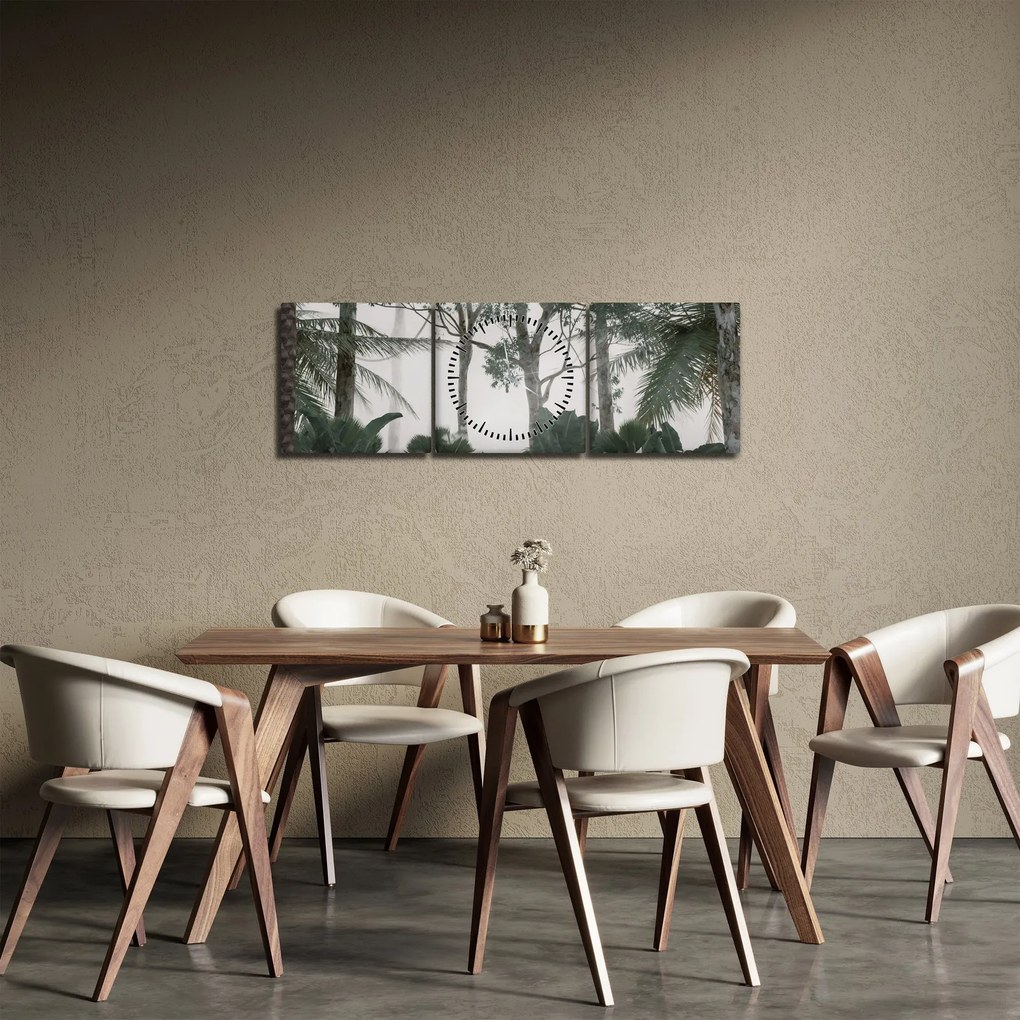Kép - dzsungel a reggeli ködben (órával) (90x30 cm)