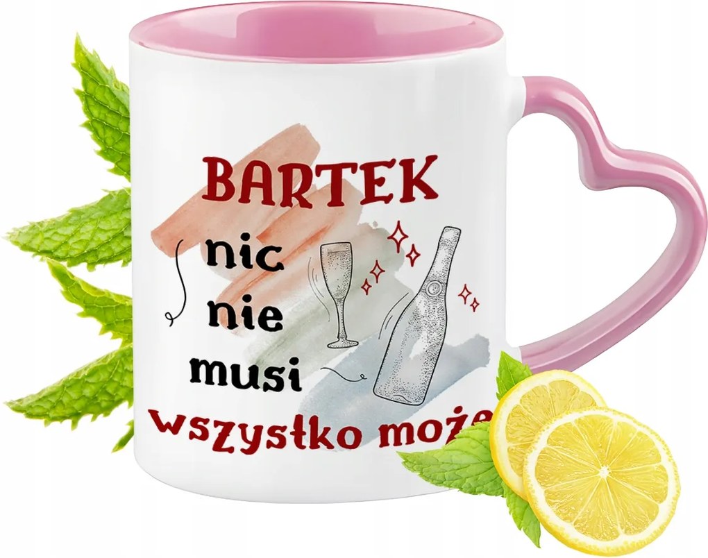 Bartók Bögre Rózsaszín Szív Alakú Füllel Kávé Ajándék