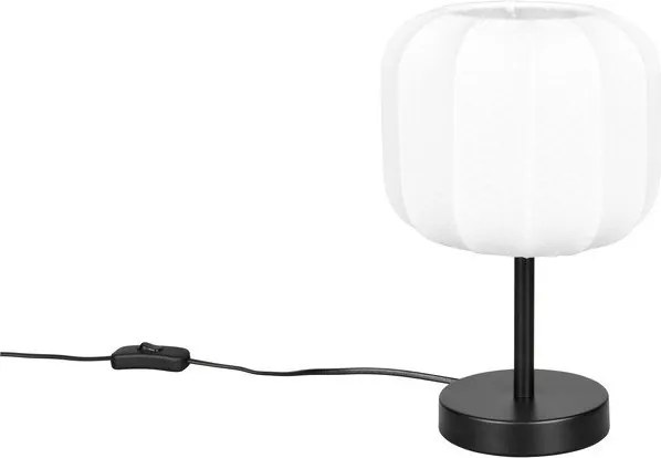 Fehér-matt fekete fém asztali lámpa textil búrával (magasság 30 cm) Madleine – Reality