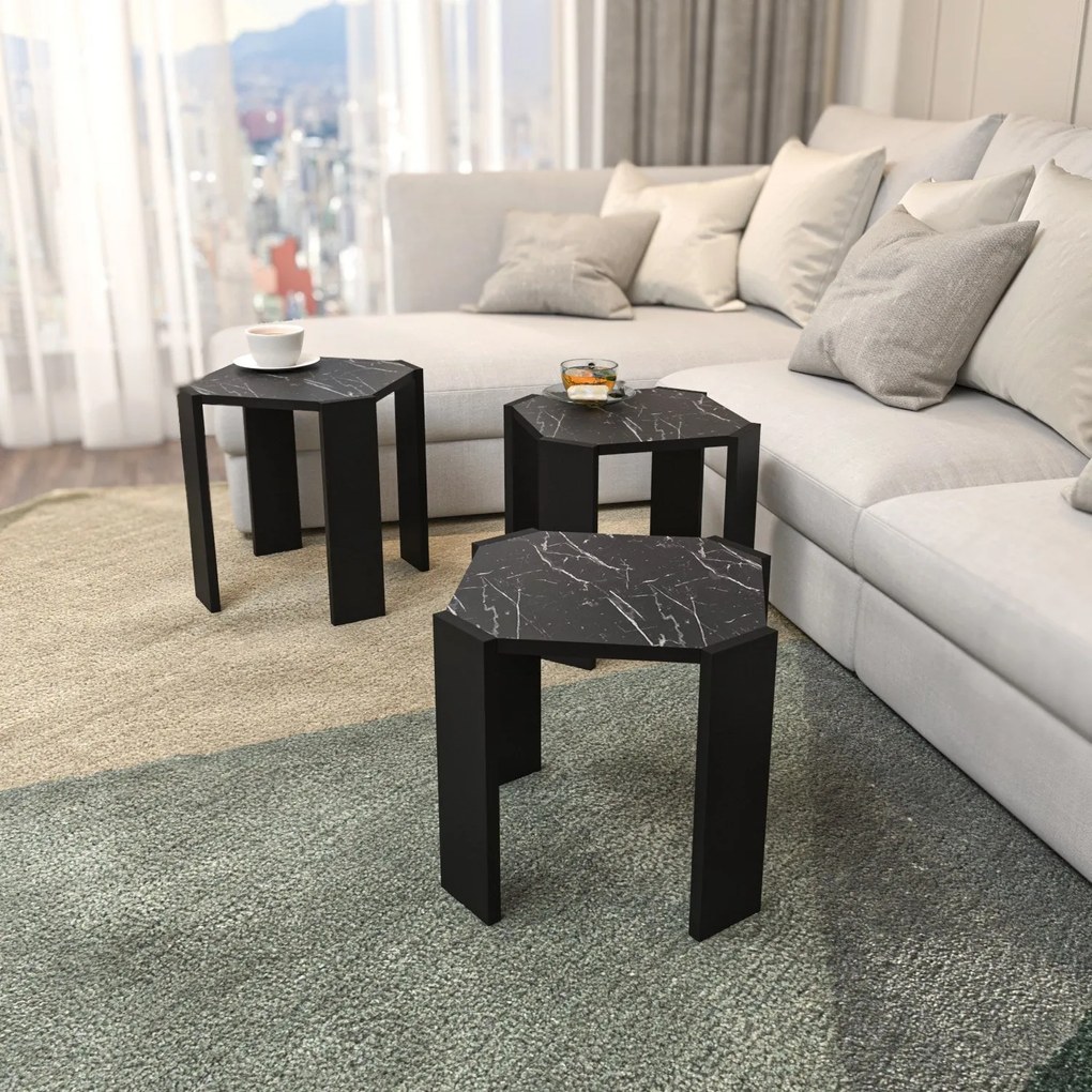 Dohányzóasztal Lori - Black, Marble