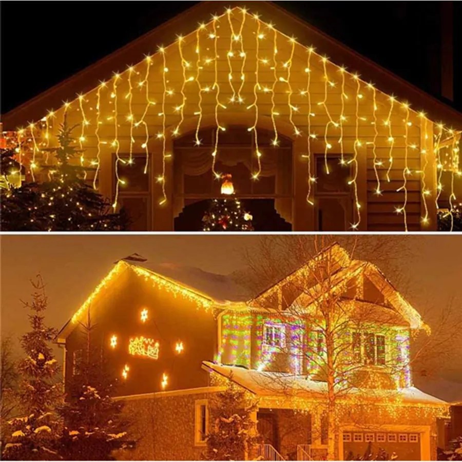 360 LED-es prémium jégcsap fényfüzér, hálózati adapteres, meleg fehér, 12 méter, IP44