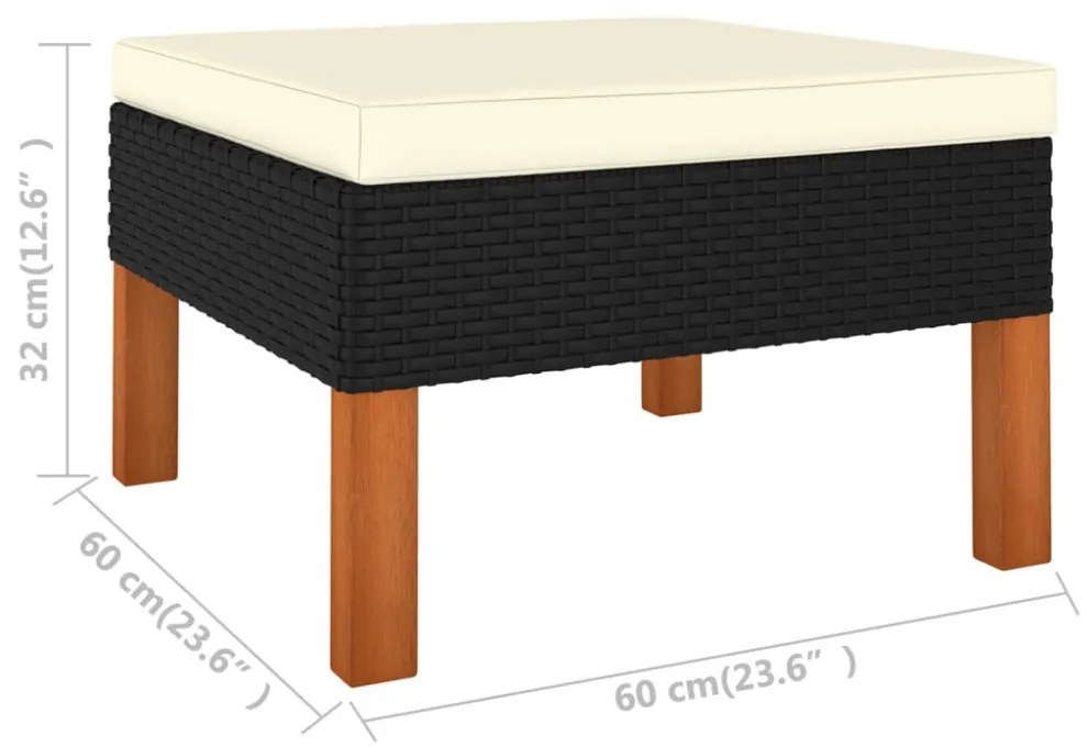 vidaXL 8 részes fekete polyrattan kerti ülőgarnitúra párnákkal