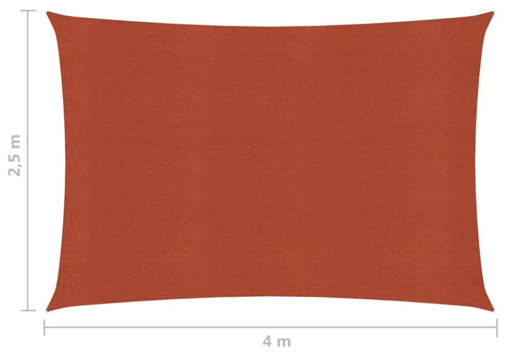 terrakotta HDPE napvitorla 160 g/m² 2,5 x 4 m
