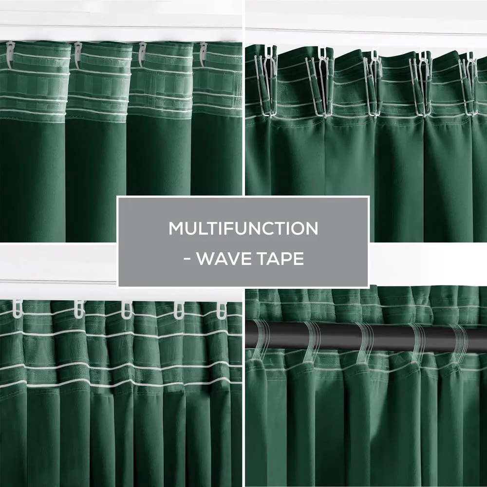 Sötétzöld sötétítő termo függöny 140x245 cm Pleat – Restilo