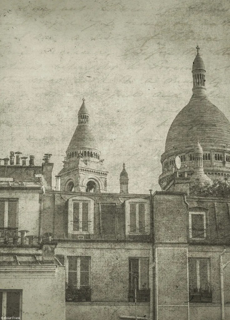 Poszter 20,5x28,4cm Lakóépületek kupolákkal Sacre Coeur Bazilika, Assa