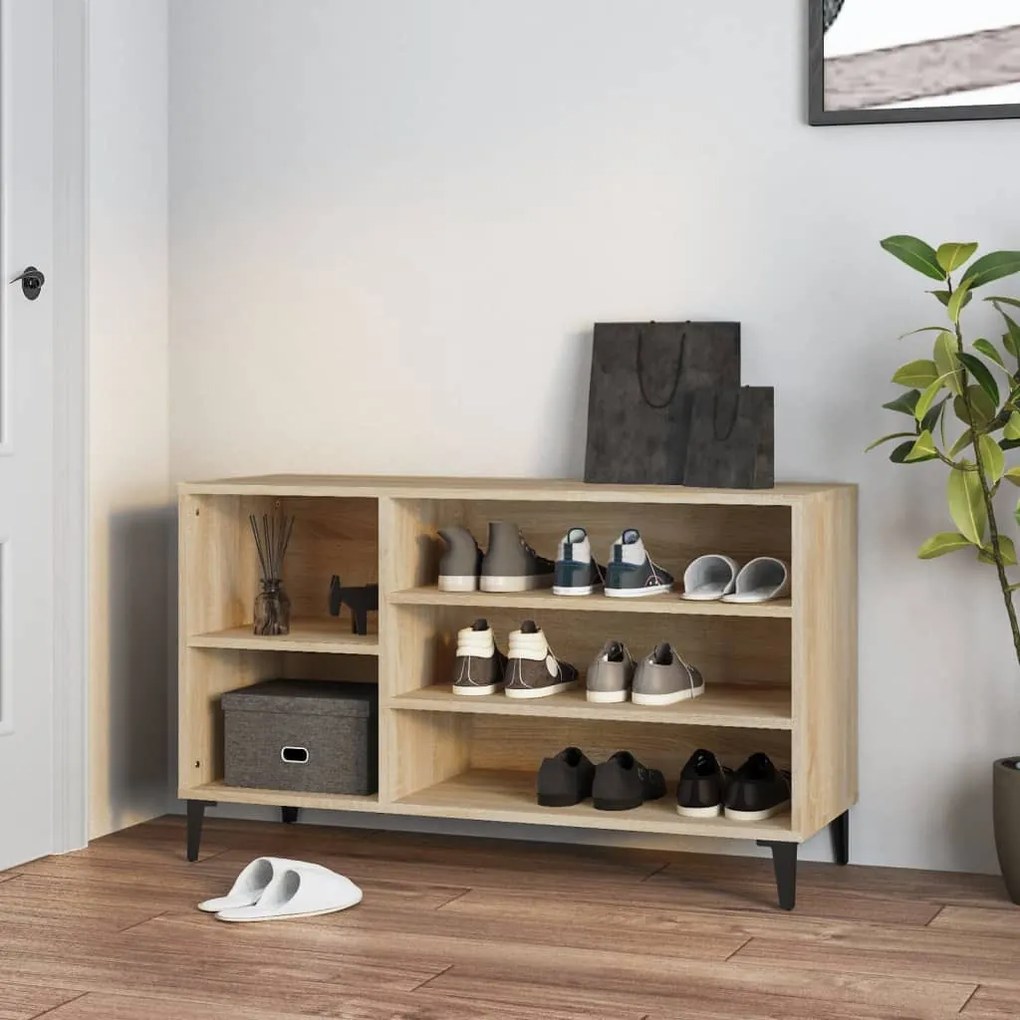 sonoma tölgy színű szerelt fa cipőszekrény 102x36x60 cm