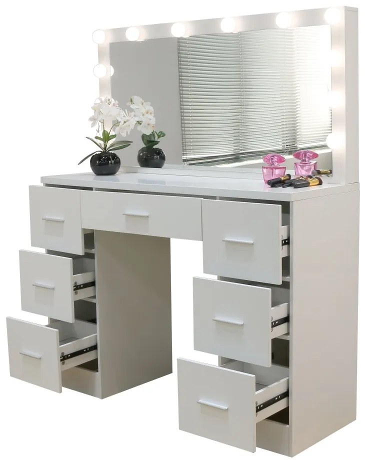 Nagy öltözőasztal fehér, világítással 80 x 40 x 110cm