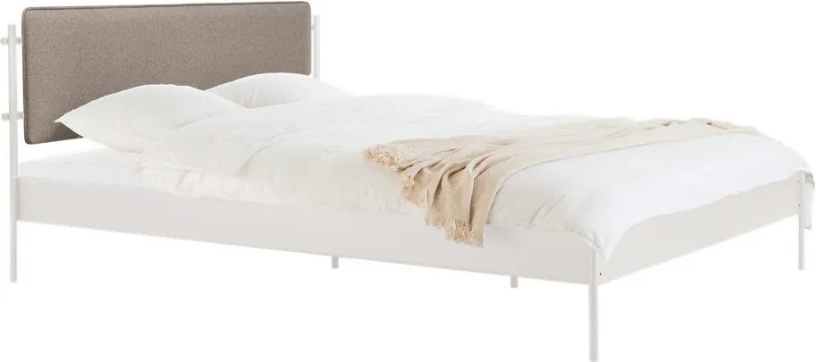 Fehér acél kárpitozott franciaágy ágyráccsal 160x200 cm Eton Basic – noo.ma