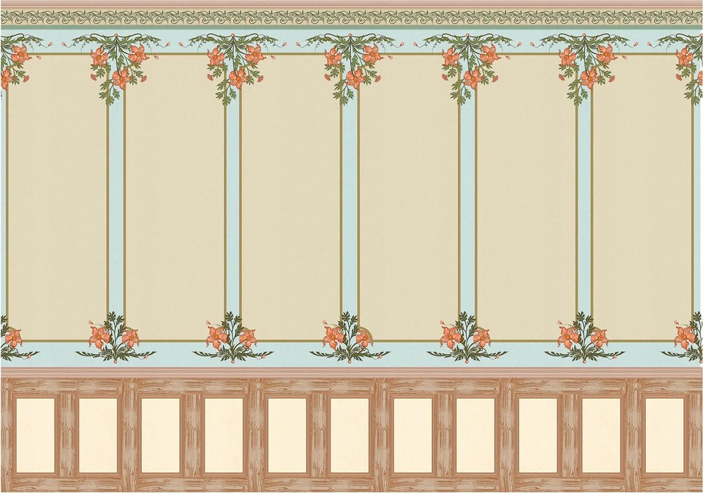 Flizelin fotótapéta Liliomok fa paneleken Dísz 254x184 +ragasztó