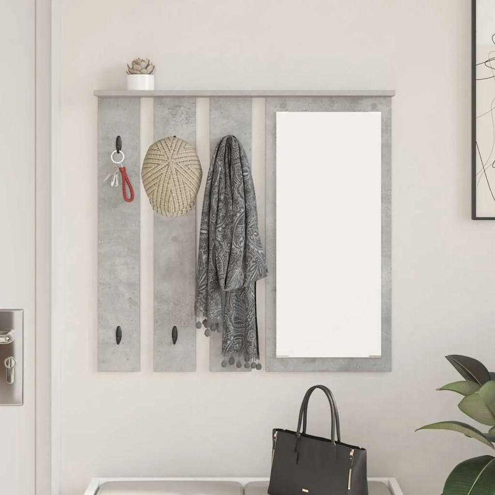 Fali Kabáthorog polcokkal Beton szürke 84 x 10 x 80 cm Faanyag