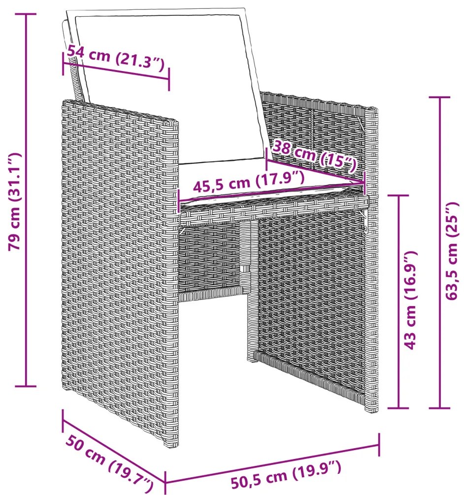 9 Részes Kert Étkezősor Párnákkal Világosszürke Poly Rattan