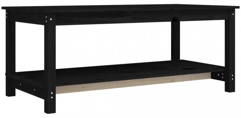 fekete tömör fenyőfa dohányzóasztal 110 x 55 x 45 cm