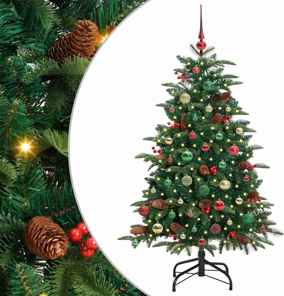 vidaXL Mű karácsonyfa 150 LED-del Zöld 150 cm PVC és Fém és Műanyag