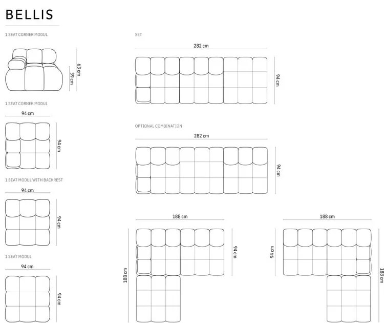 Zöld bársony kanapé 282 cm Bellis – Micadoni Home
