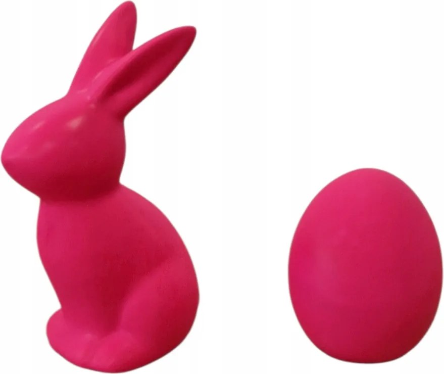 Húsvéti figurák Kerámia Nyuszi és Tojás Dekoráció Szett Otthonra Rózsaszín