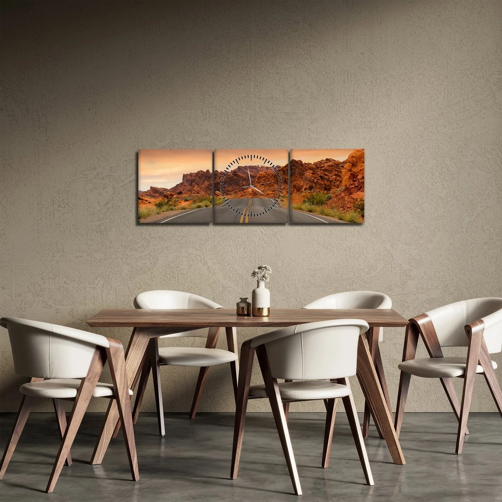 Az út és a sziklák képe (órával) (90x30 cm)