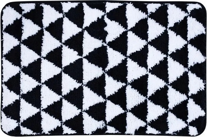 Fürdőszobaszőnyeg mikroszálas 45x70cm fekete-fehér, elegáns kiegészítő