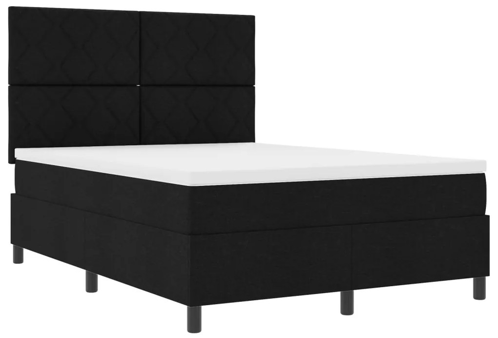Box tavas ágy matraccal fekete 160x200 cm szövet