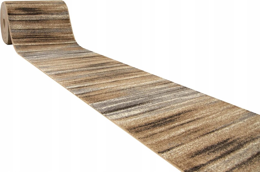 Futószőnyeg Folyosóra 120cm széles Csíkos Minta Vonalak Bézs Barna Szürke Mira