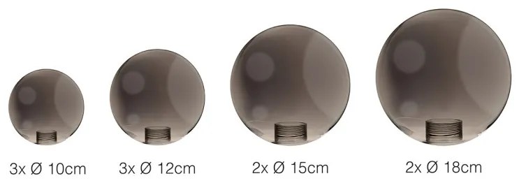 BUBBLES GLASS SHADES SET 10 SMOKY