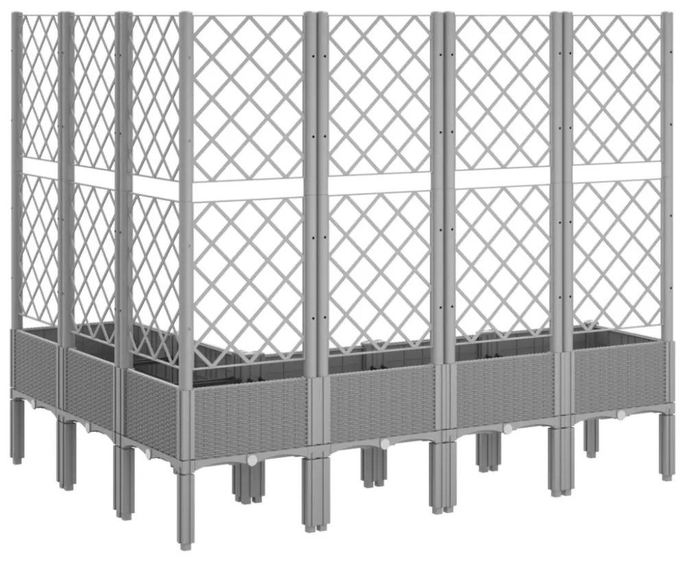 világosszürke PP rácsos kerti ültetőláda 160 x 120 x 142 cm