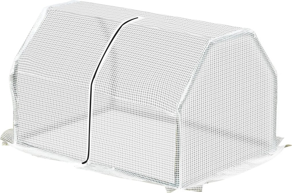 Outsunny Terrasz Üvegház 100x70x60 cm Kicsi Otthoni Kert Bölcső Cipzárral Növények és Virágok Neveléséhez Acél Váz PE Borítással Fehér | Aosom