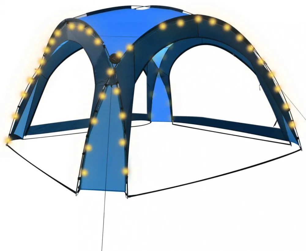 kék rendezvénysátor LED-del és 4 oldalfallal 3,6 x 3,6 x 2,3 m