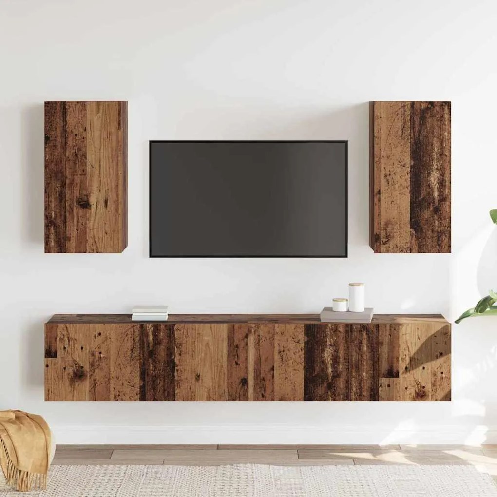 TV szekrény garnitúra 4 pcs Régi fa 160 x 30 x 30 cm Faanyag
