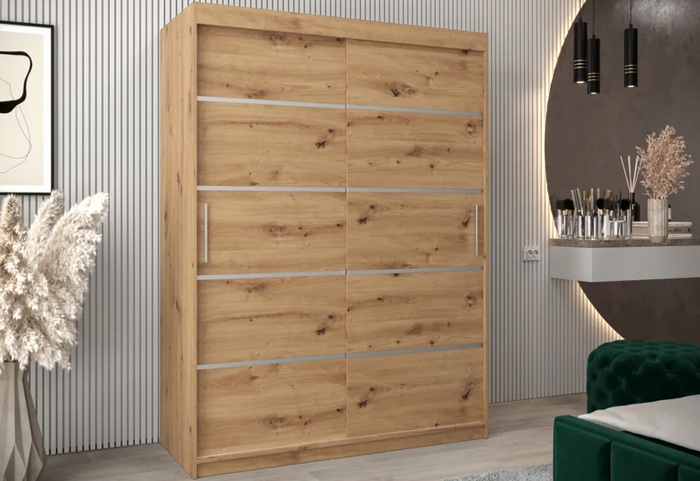 VETORA 1 120 tolóajtós szekrény, 120x200x62, dub artisan/fehér