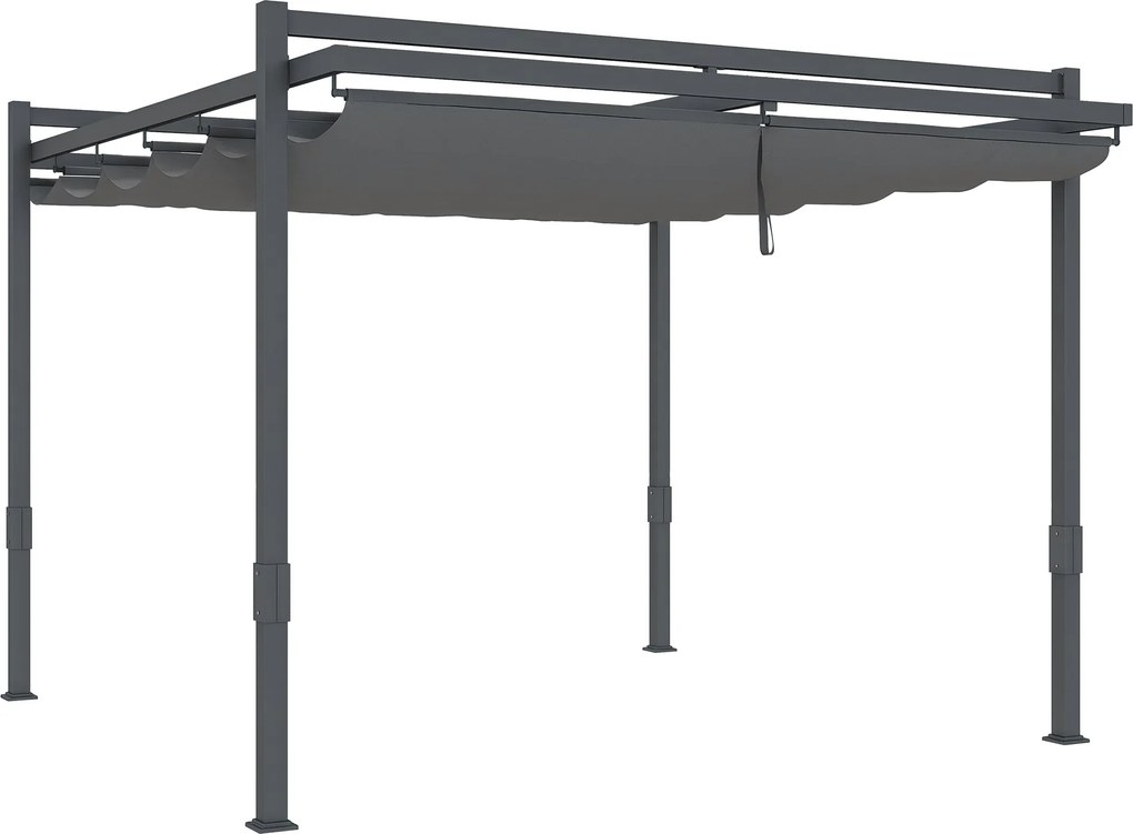Outsunny Pergola Pavilon kb. 3.5x3m Alumínium Stabil Téli Védelem Állítható Csúszó Tetővel Szabadon Álló Kerti Pavilon Terasz Fedél Kerti Erkély Szürk