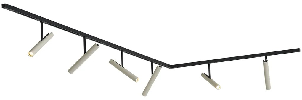 Modern railsysteem zwart met 6 spots beige 1-fase - Slimline Avery