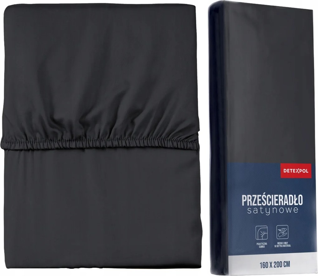 Mikroszatén Lepedő Gumis 90x200 Fekete