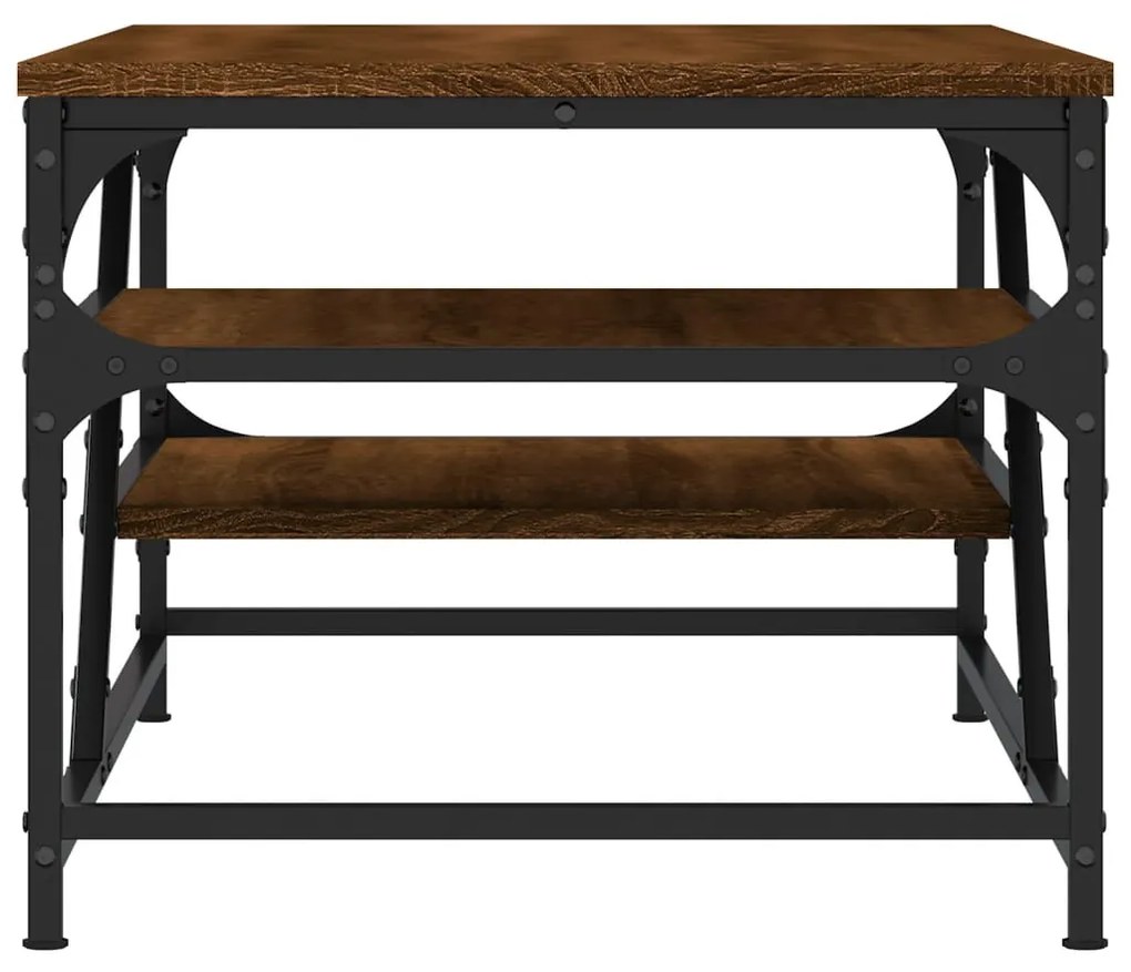 Füstös tölgy színű szerelt fa dohányzóasztal 100 x 49 x 40 cm