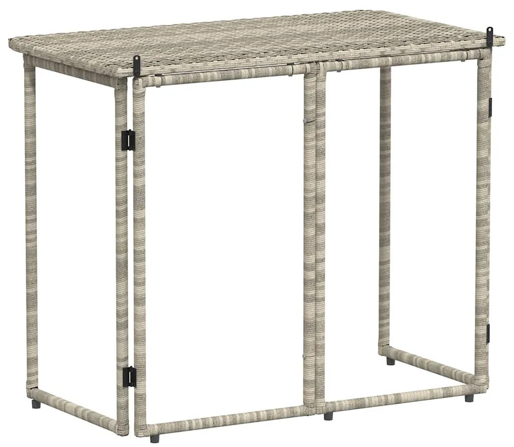 világosszürke polyrattan összecsukható kerti asztal 90x51x75 cm
