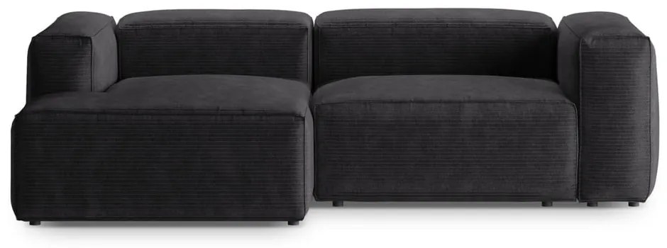 Sötétszürke kordbársony sarokkanapé (bal oldali-heverő résszel) Bergamo – Cosmopolitan Design