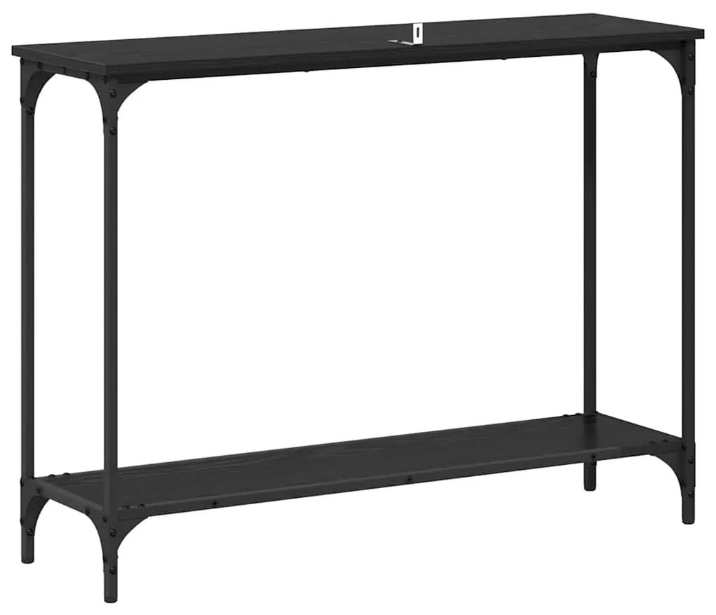 Konzolasztal polcokkal Musta tammi 101 x 30.5 x 75 cm Faanyag